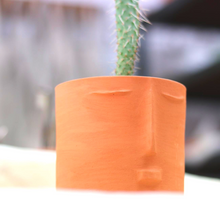 Load image into Gallery viewer, Ceramic Handmade Planter with Face Detail in Terracotta