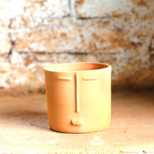 Load image into Gallery viewer, Ceramic Handmade Planter with Face Detail in Terracotta
